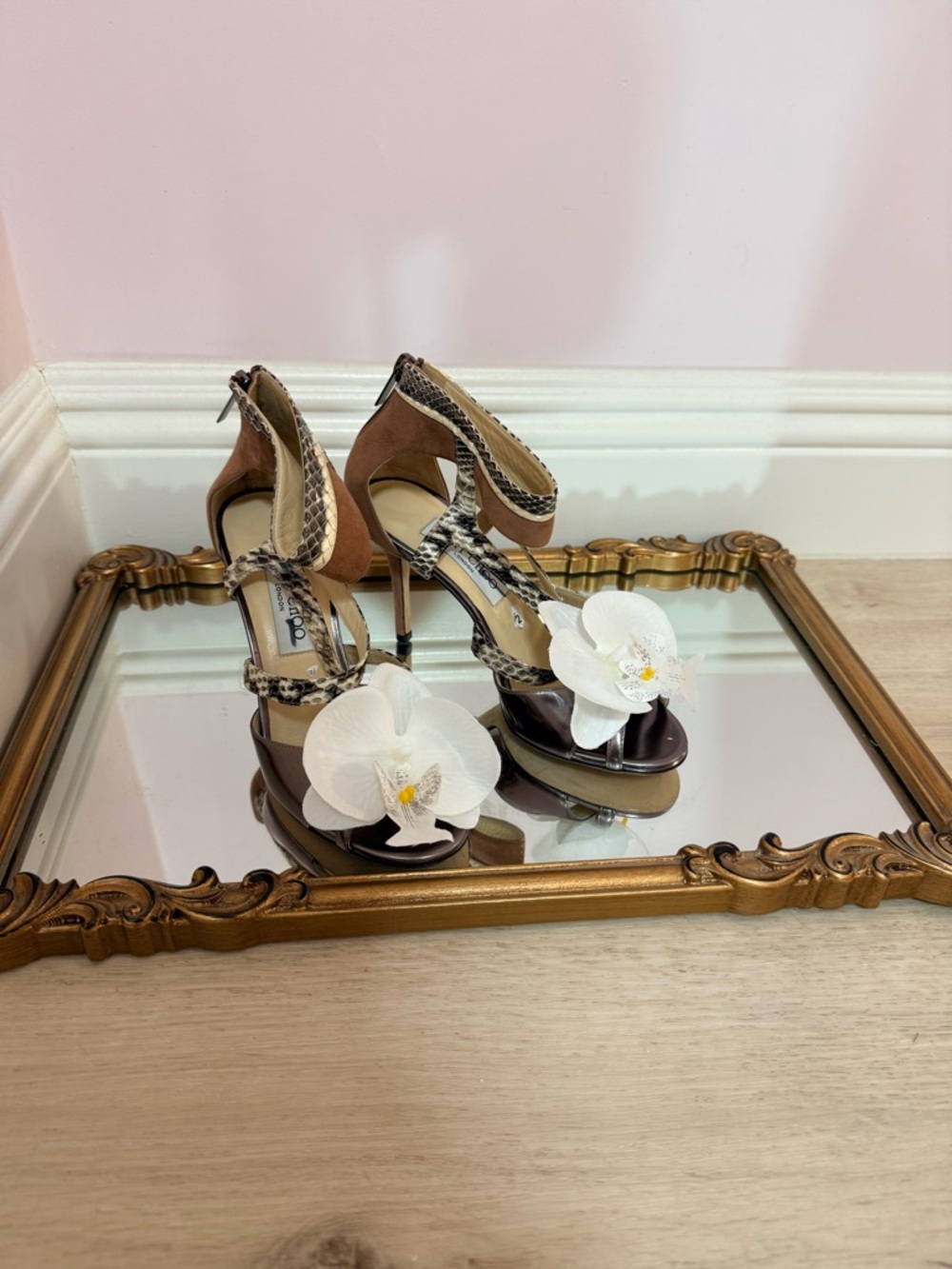 Jimmy Choo sandals shoes butterfly orchid size 6-6.5 US 36.5 Y2K Carrie Bradshaw